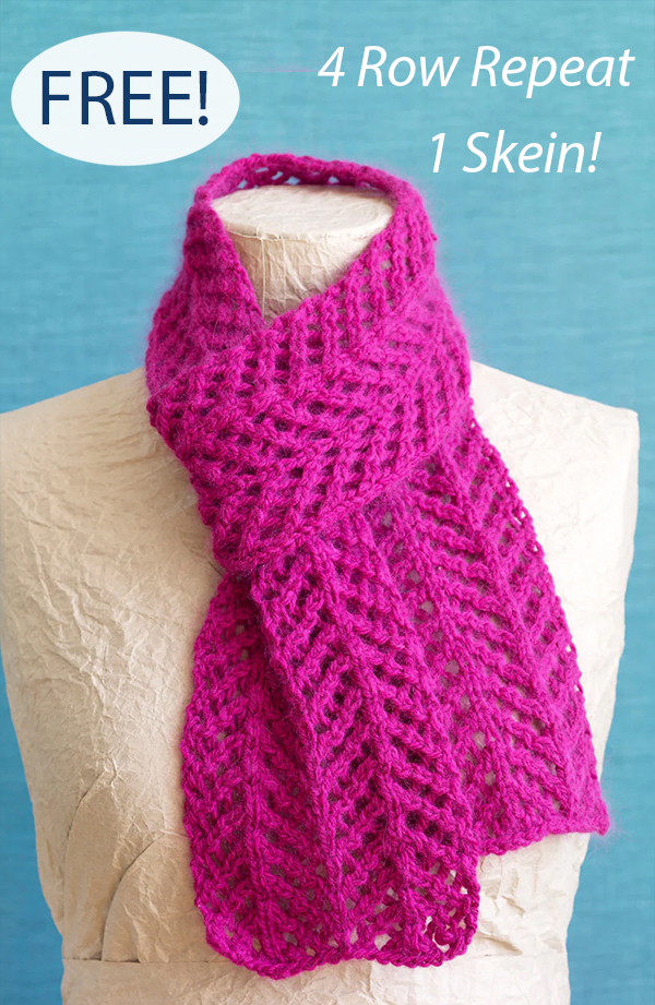Free One Skein Scarf Knitting Pattern for Angora Lace Scarf