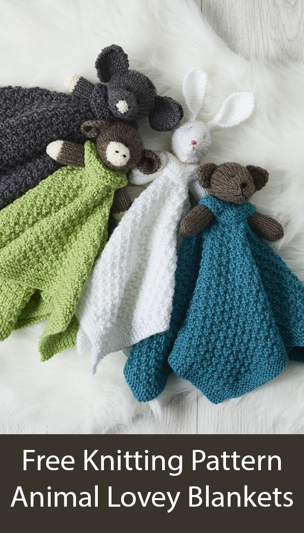 Animal Lovey Blankets Free Knitting Pattern Knit Flat
