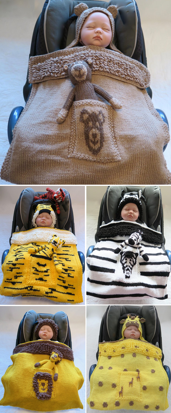 Knitting Pattern for Animal Car Seat Blankets