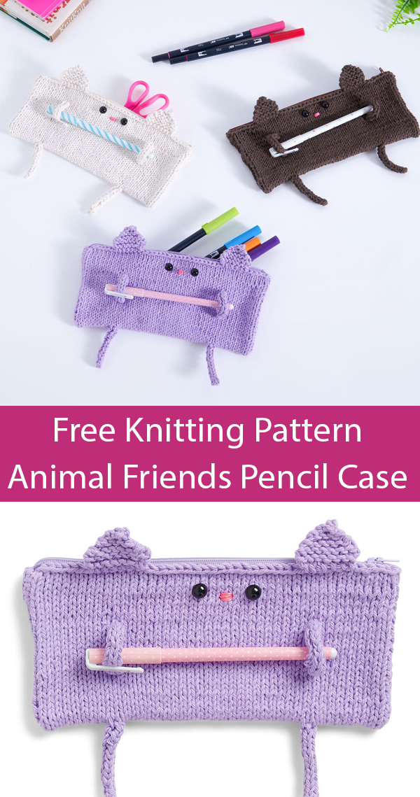 Animal Friends Pencil Case Free Knitting Pattern
