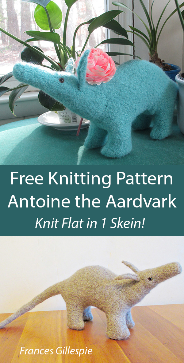Free Antoine the Aardvark Knitting Pattern Knit Flat in One Skein