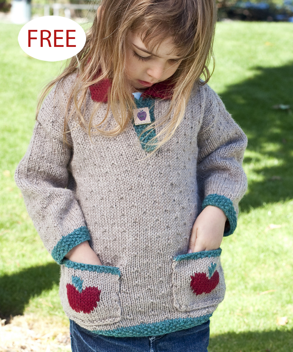 Free Child's Apple Pie Sweater Knitting Pattern