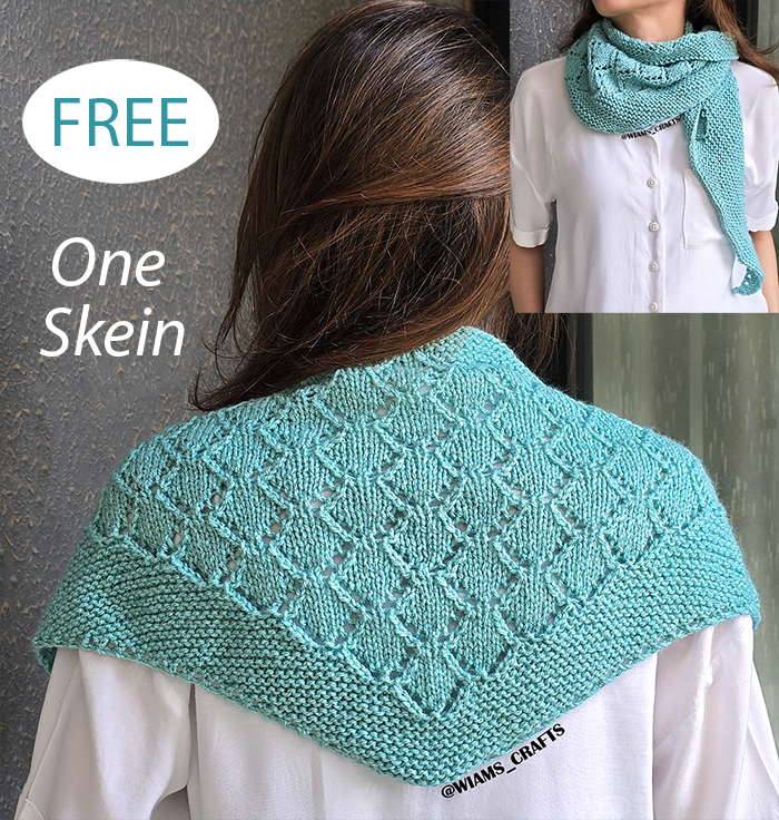 Free One Skein Aqua Drift Shawlette Knitting Pattern