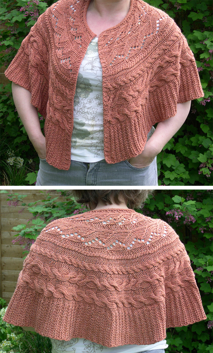 Free Knitting Pattern for Aran Cable Circle Wrap 