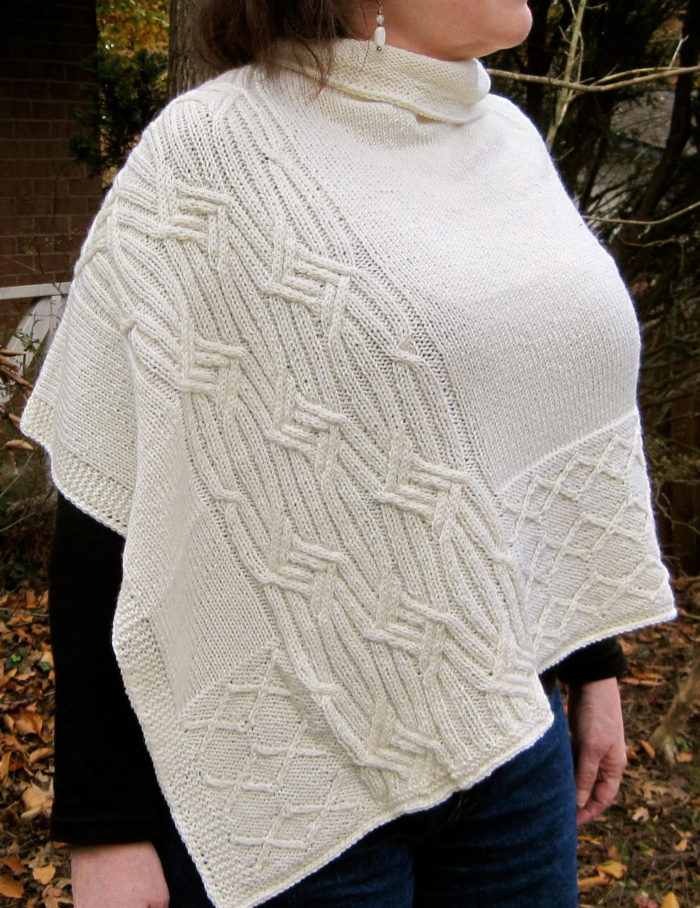 Quail Ridge Poncho – Knitting Pattern for V-Neck Poncho with Honeycomb  Cables - Knits 'N Knots