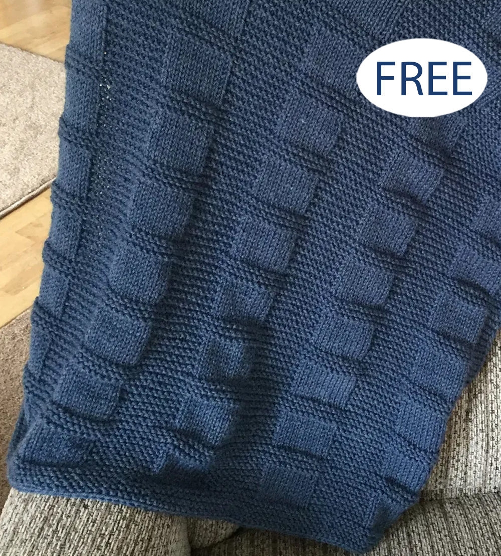 Free Easy Aran Squares and Stripes Blanket Knitting Pattern