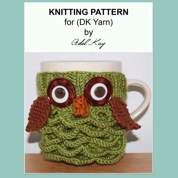 Archie Knitting Pattern PDF Document Mug Cup Cosy Warmer DK Yarn Cover by Knit Designer Adel Kay