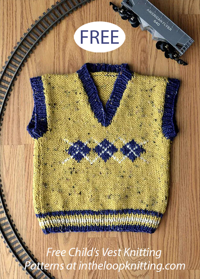 Free Child's Argyle Junior Vest Knitting Pattern