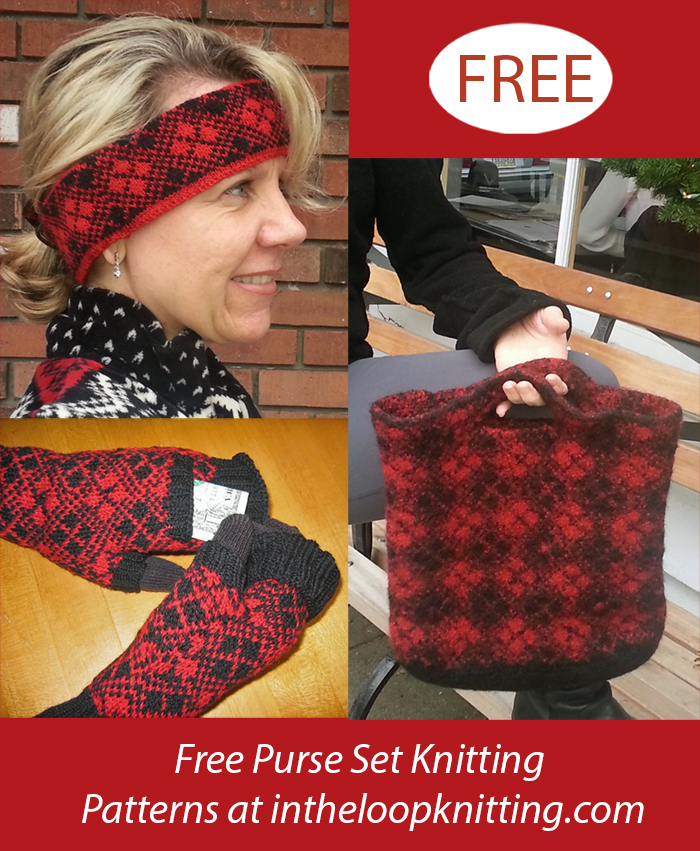Free Argylish Headband, Mitts, and Bag Knitting Pattern Set