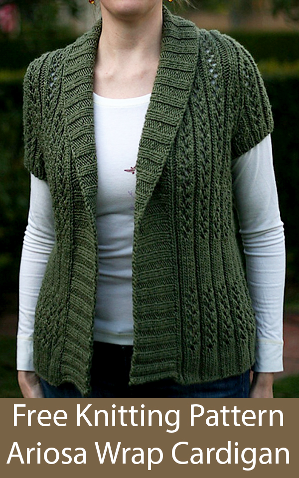 Free Knitting Pattern for Ariosa Wrap Cardigan in Bulky Weight Yarn