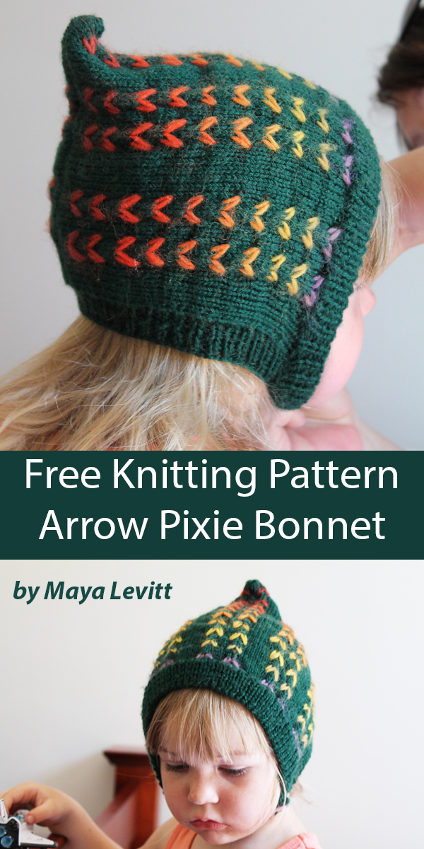 Arrow Pixie Bonnet Free Knitting Pattern Baby Hat