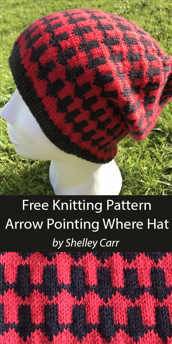 Free Hat Knitting Pattern Arrow Pointing Where