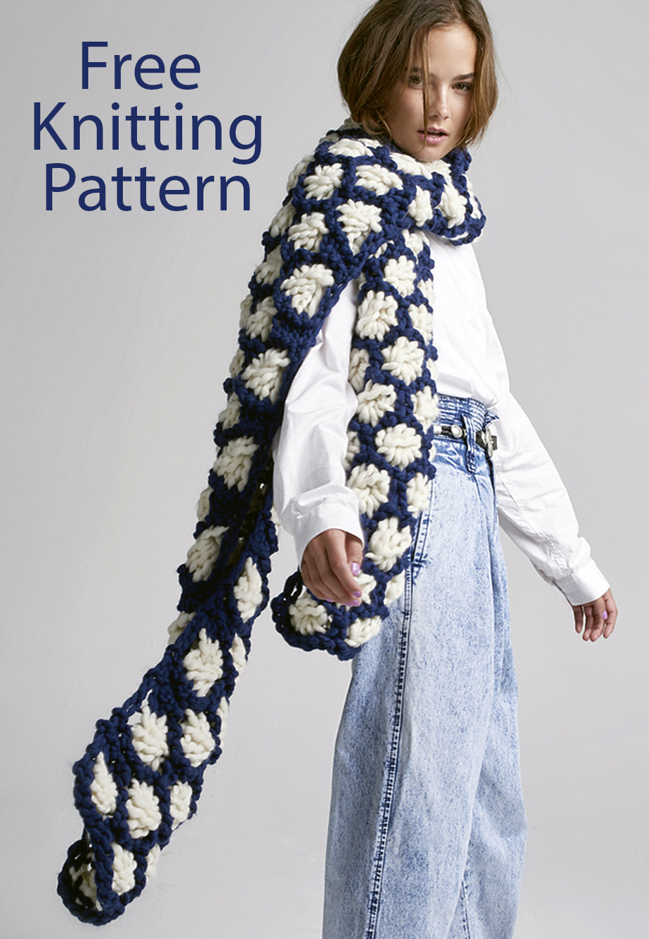 Free Knitting Pattern for Aster Flower Scarf Super Scarf