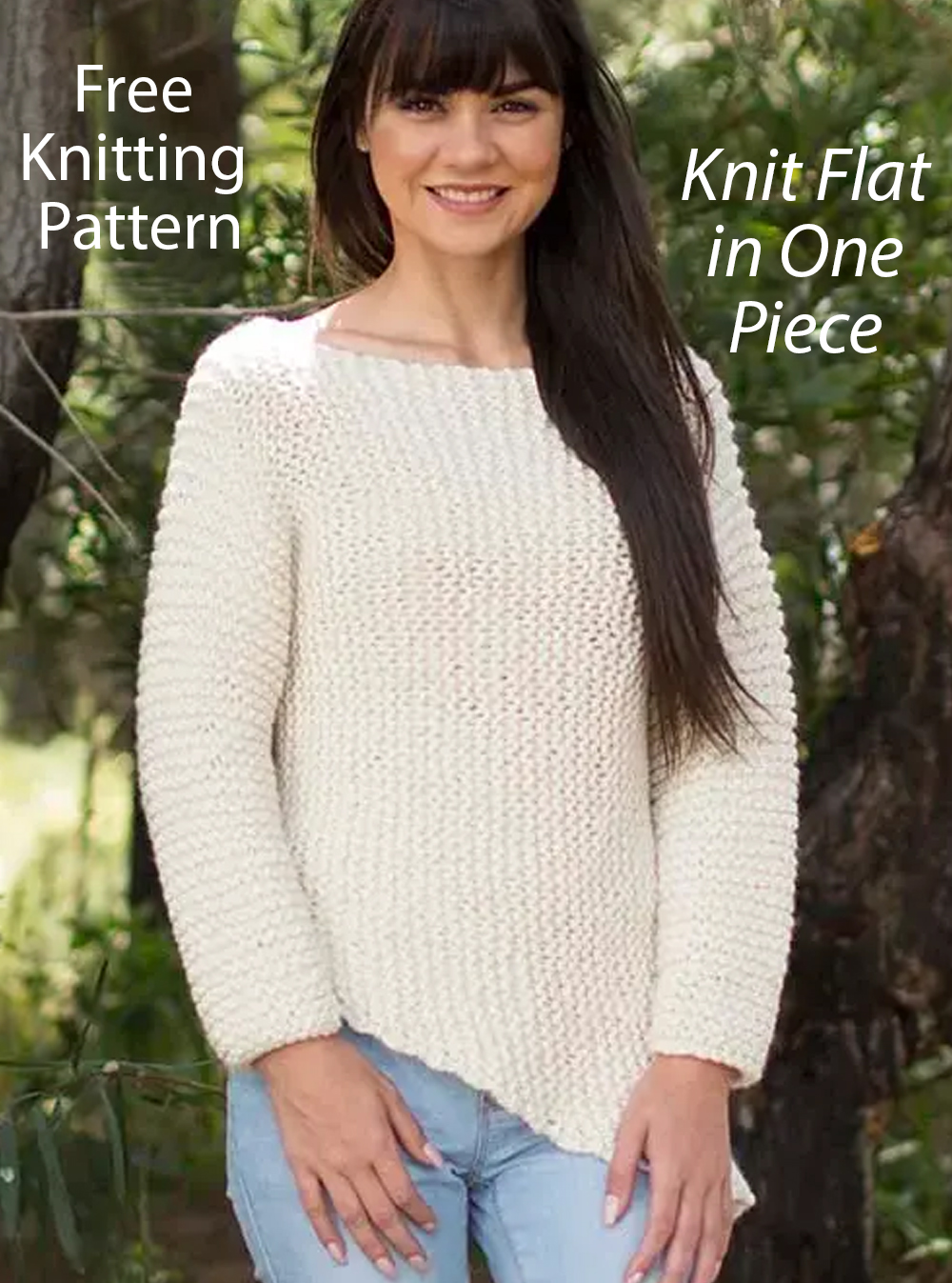 Free Sweater Knitting Pattern Asymmetrical Pullover Knit Flat in One Piece