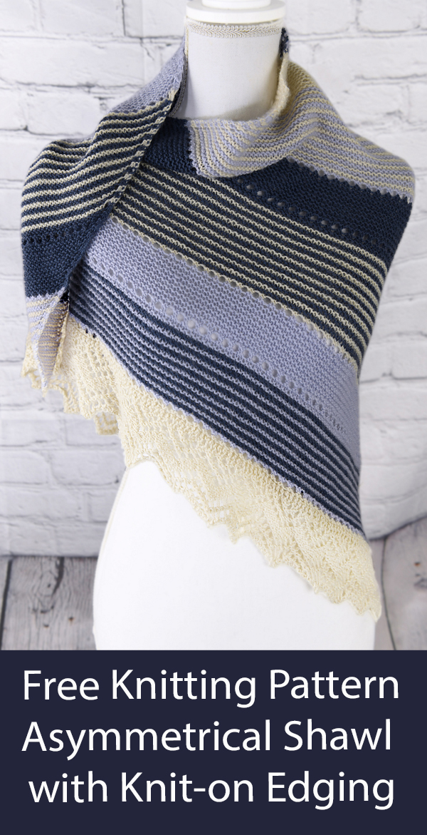Free Shawl Knitting Pattern Asymmetrical Shawl with Knit-on Edging