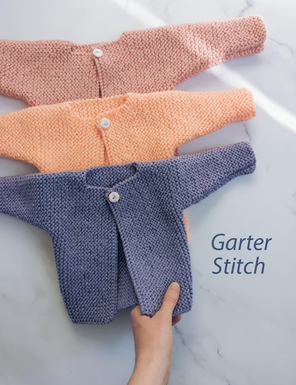Baby August Cardigan in Garter Stitch Knitting Pattern