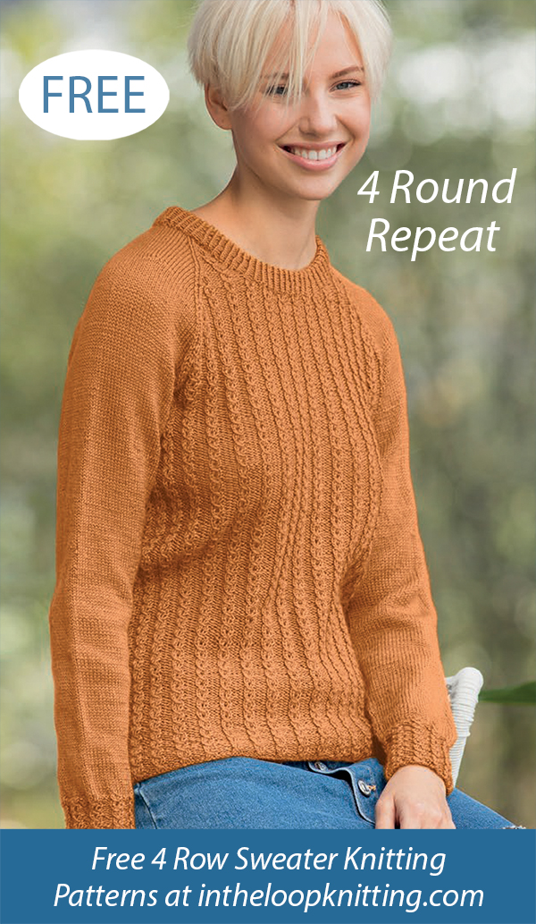 Free Augusta  Sweater Knitting Pattern 4 Row Repeat