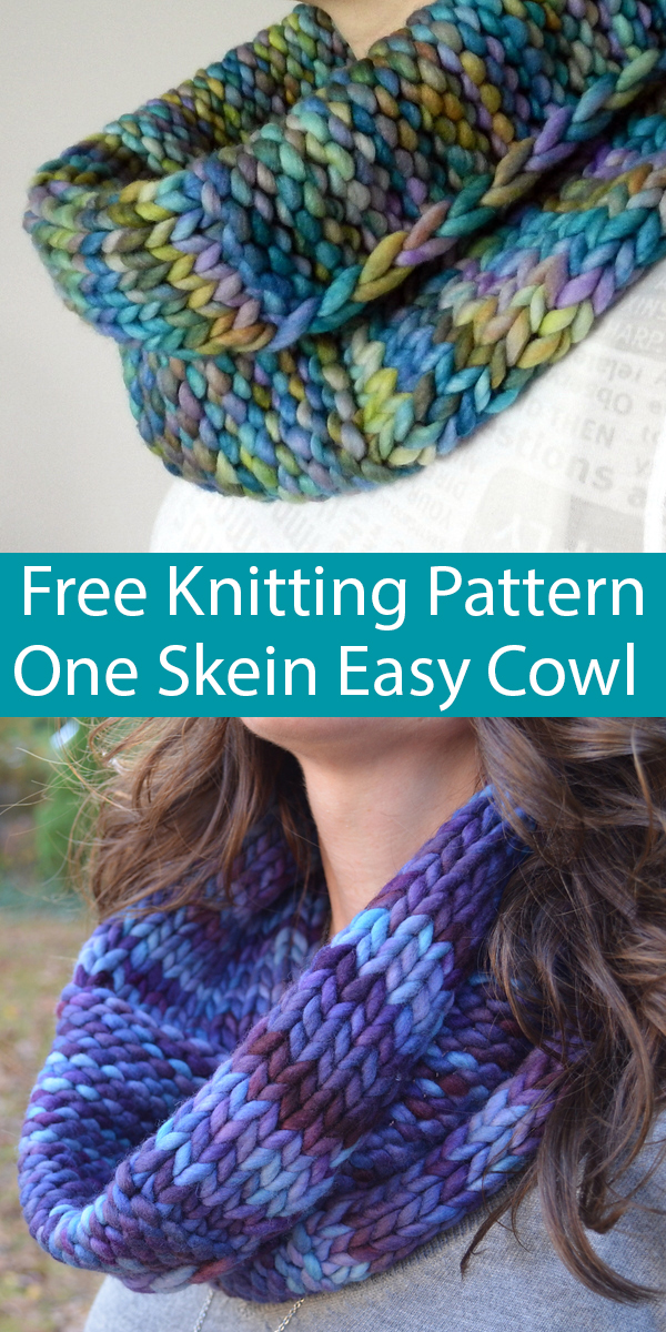 Free Knitting Pattern for One Skein Easy Aujourd'hui Cowl