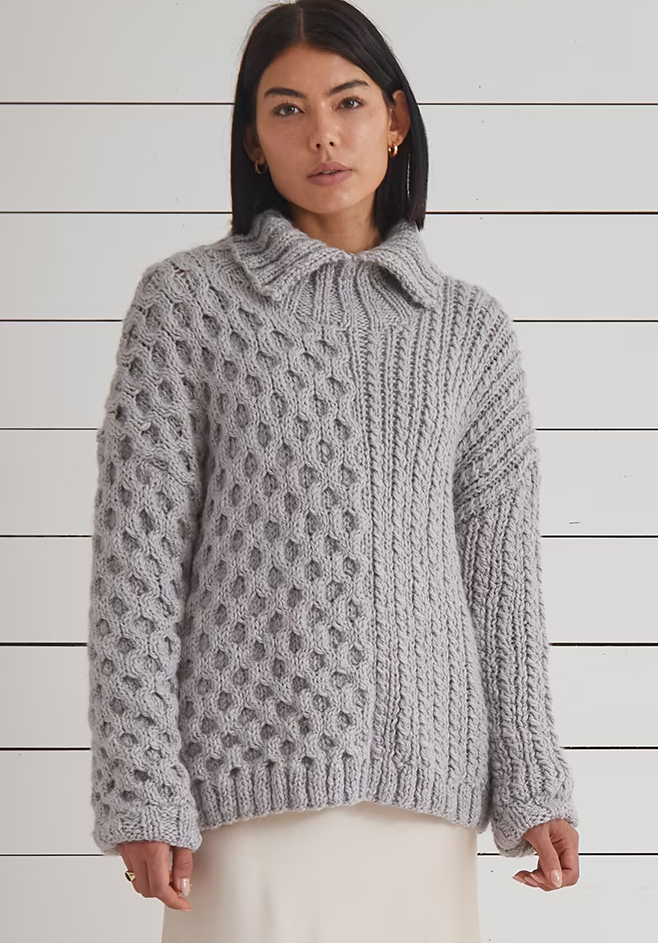 Women's Aurelia Two Textured Cable Sweater  Knitting Pattern