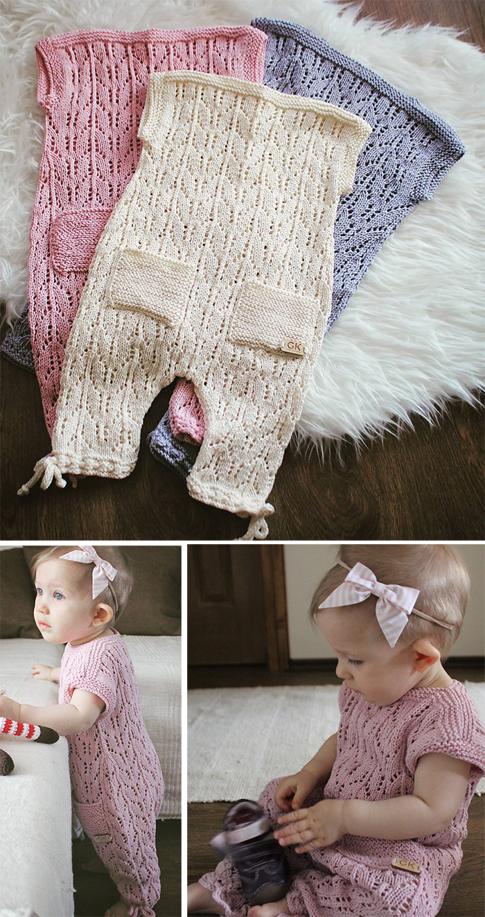 Free Knitting Pattern for Aurora Baby Romper