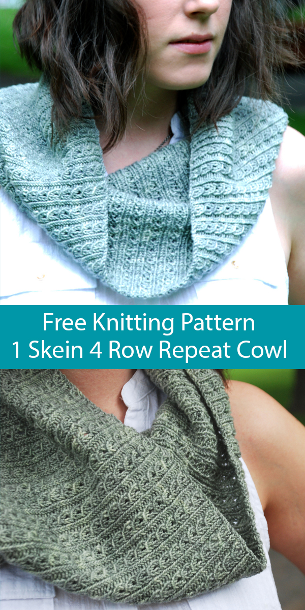 Free Knitting Pattern for 4 Row Repeat One Skein Aurore Cowl