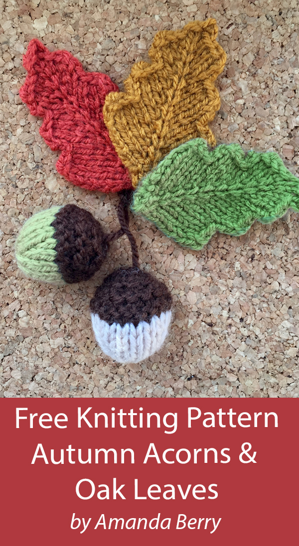 Free Knitting Pattern Autumn Acorns and Oak Leaves