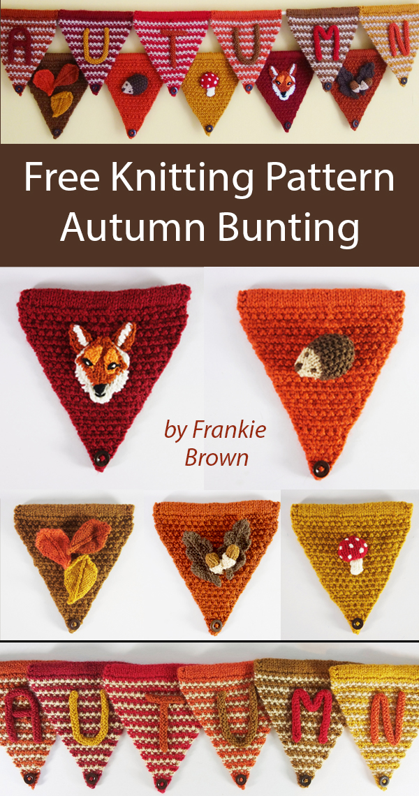 Autumn Bunting Decoration Free Knitting Pattern