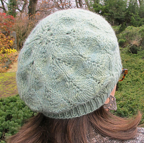 Knitting pattern for Autumng Garrison beret slouchy lace hat 