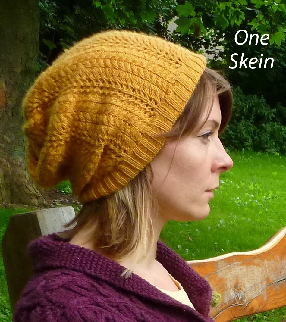 Knitting Pattern for One Skein Autumn Gold Lace Hat