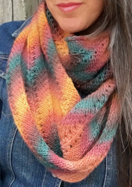 Knitting Pattern for Easy 2-Row Repeat Autumn Infinity Scarf
