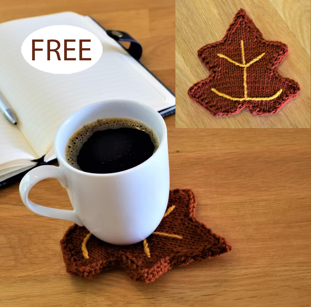 Autumn Leaf Coaster Free Knitting Pattern