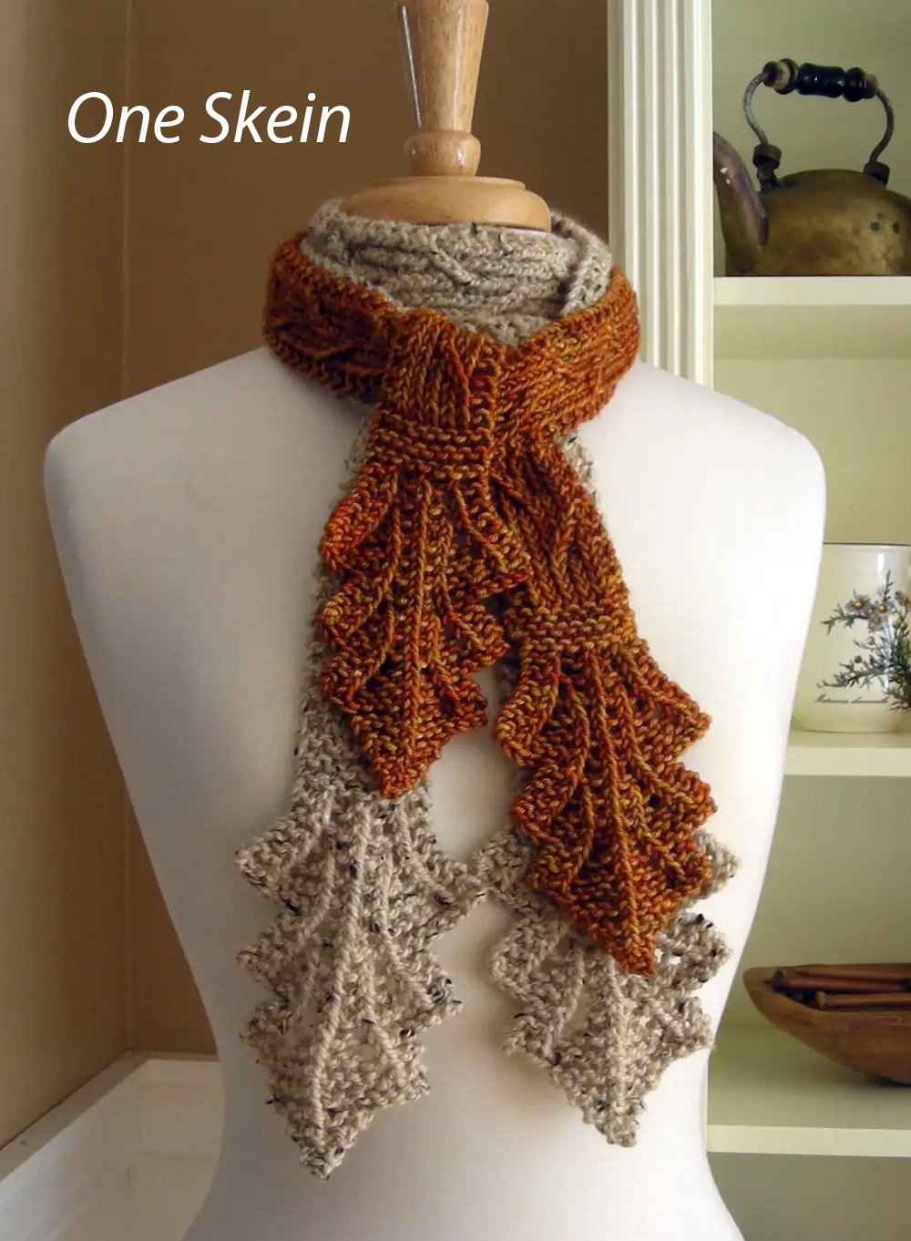 One Skein Scarf  Autumn Leaf CravatKnitting Pattern