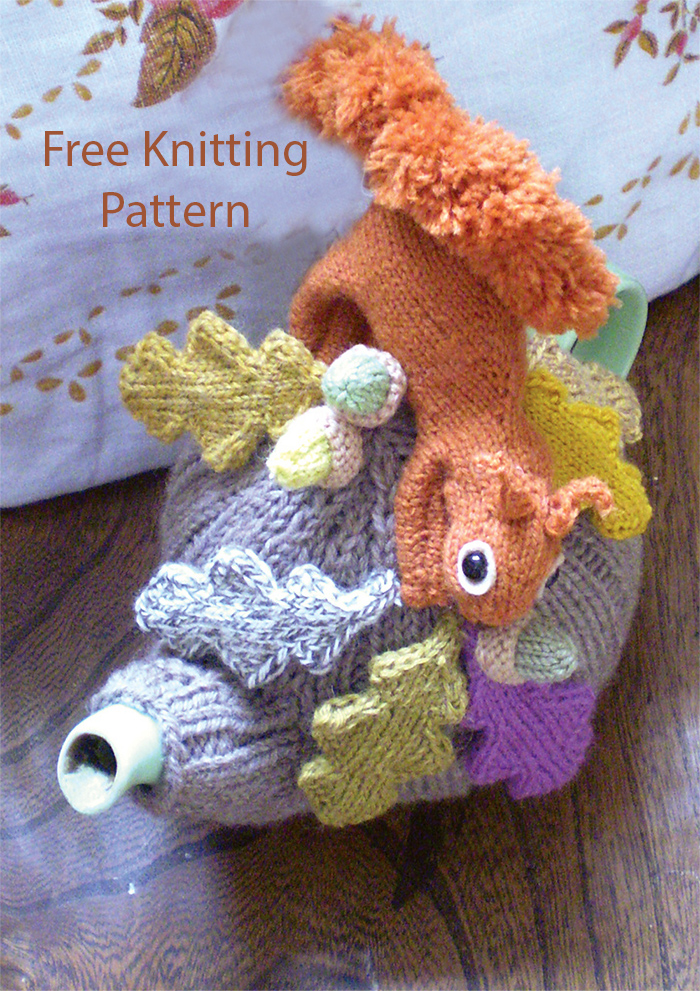 Free Knitting Pattern Squirrel Autumn Walk Tea Cozy