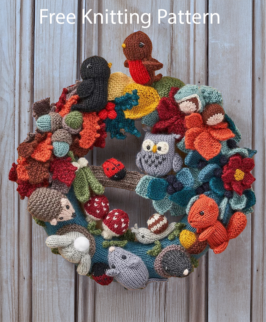 Autumn Warmth Wreath Free Knitting Pattern by Amanda Berry