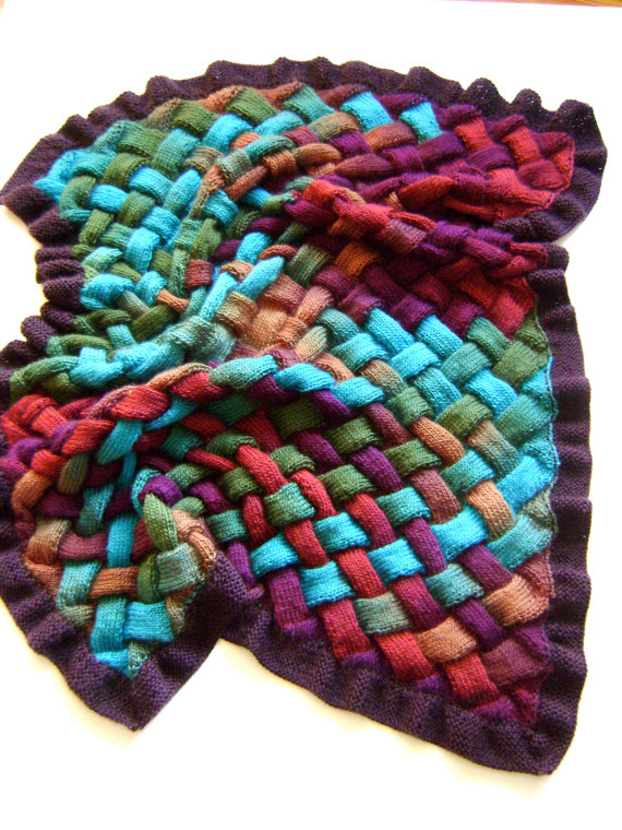 Free knitting pattern for Autumns Bounty Entrelac Blanket Afghan