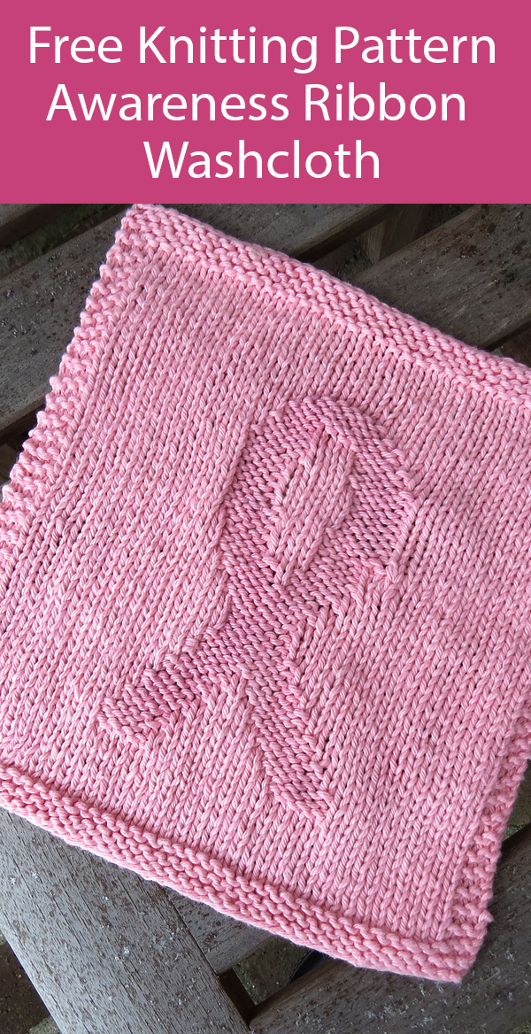 Free Knitting Pattern Ribbons of Awareness Ribbon Washcloth