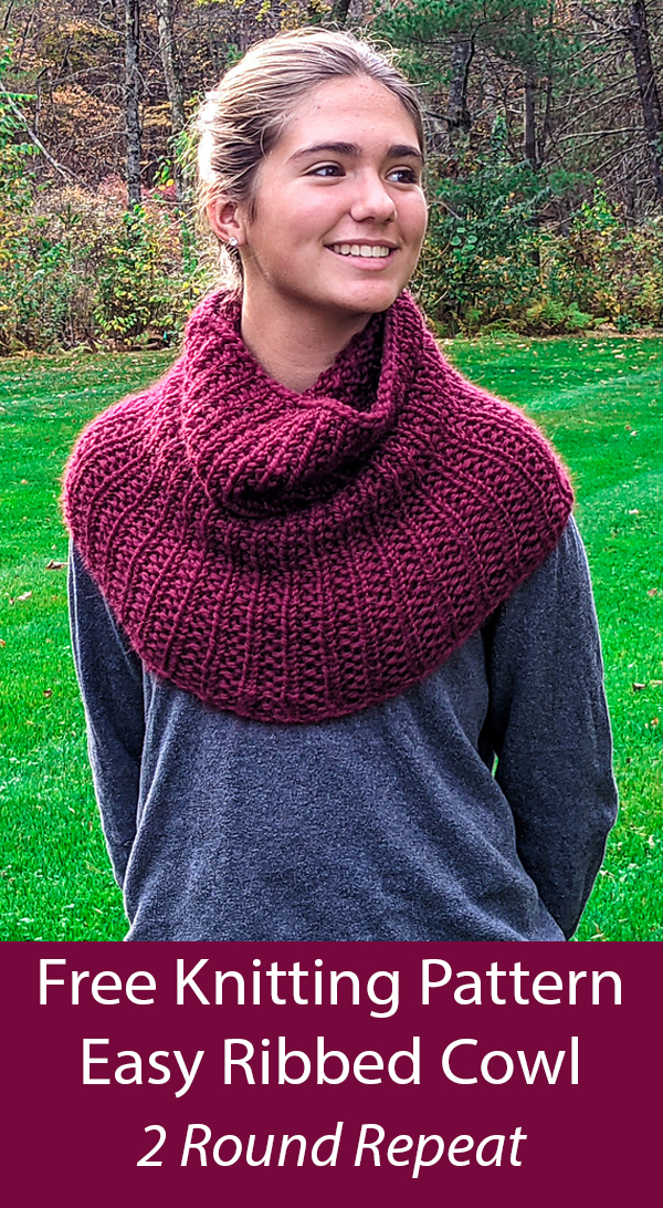 Free Easy Ribbed Cowl Knitting Pattern 2 Row Repeat