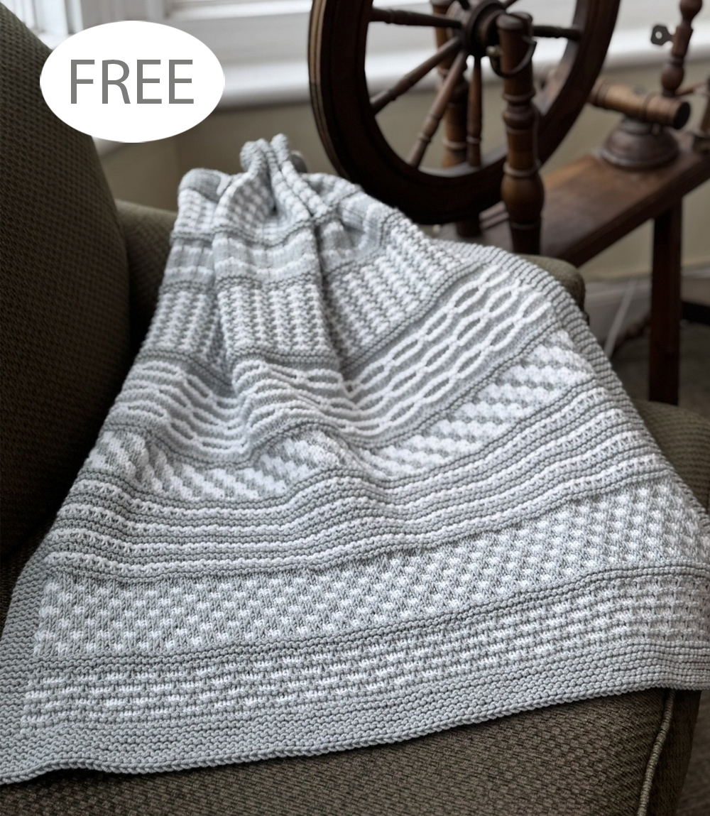 Free Baby Blanket Knitting Pattern B243 Two Colored Baby Blanket