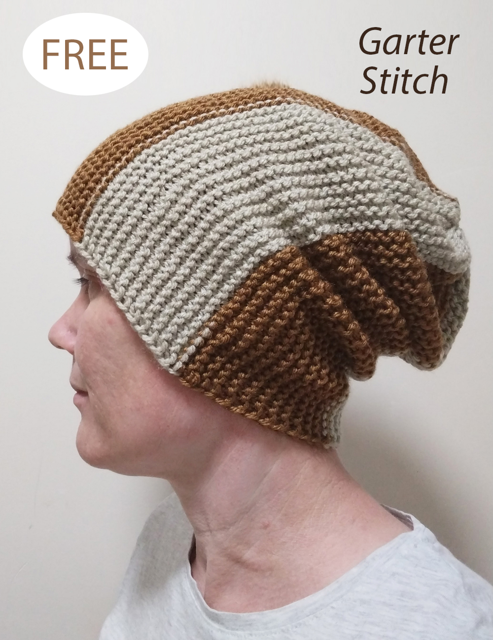 Free Knitting Pattern Garter Stitch Striped Slouchy Hat