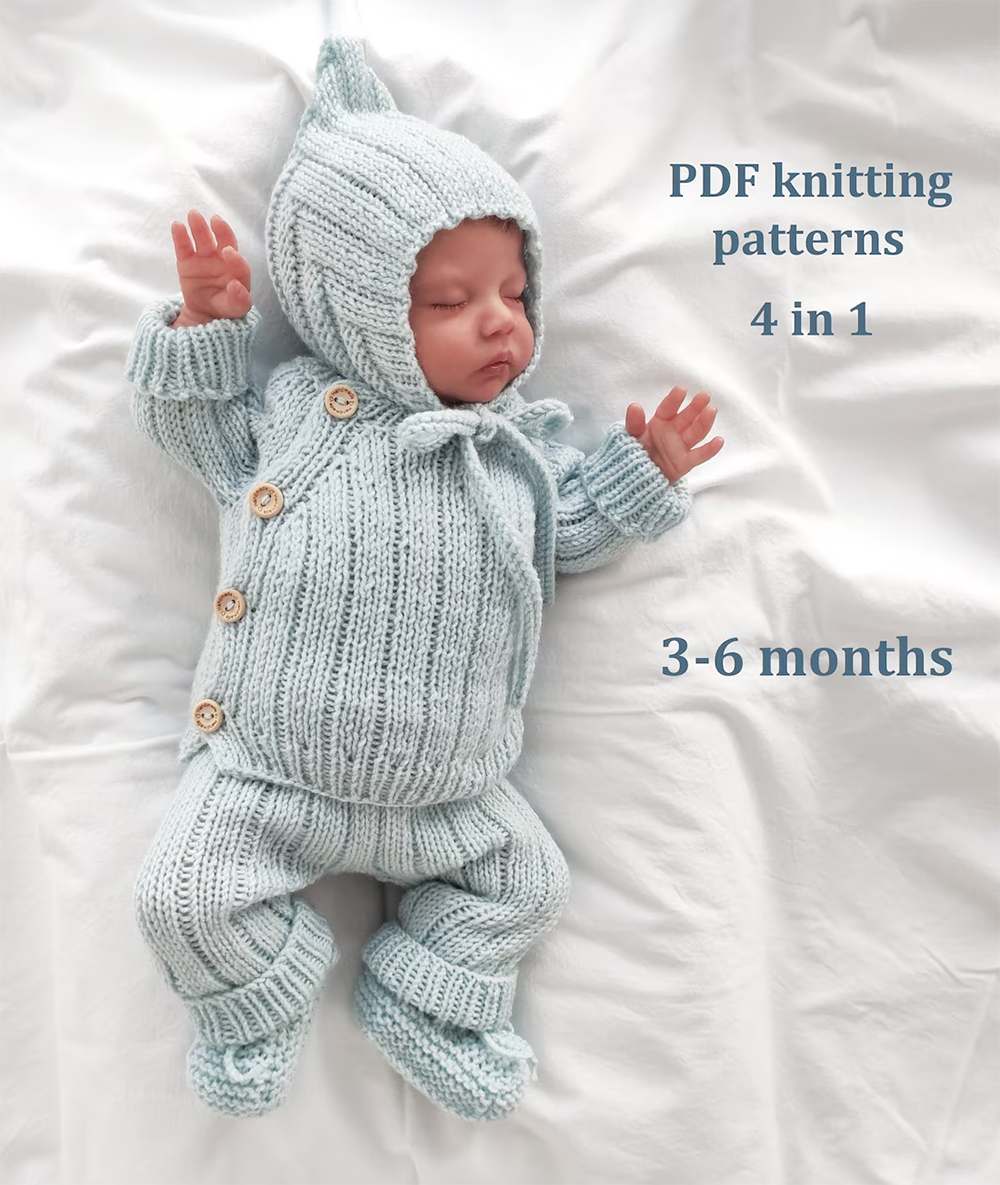 Knitting Pattern for 4 in 1 Baby Set