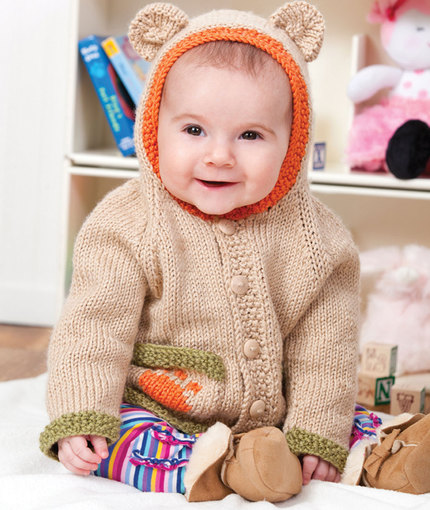 Baby Bear Hoodie Free Knitting Pattern 