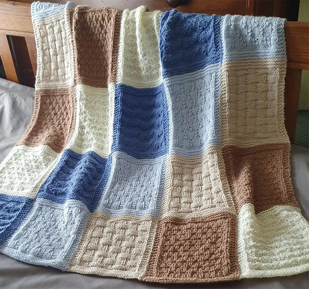 Knit and Purl Patchwork Blanket Knitting Pattern Great Stashbuster