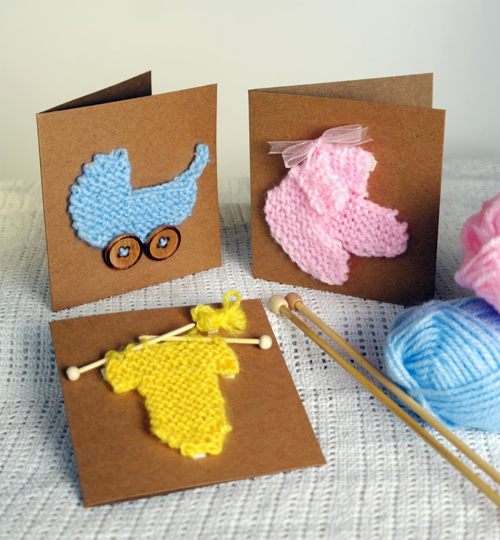 Free Knitting Pattern for Knitted Baby Cards