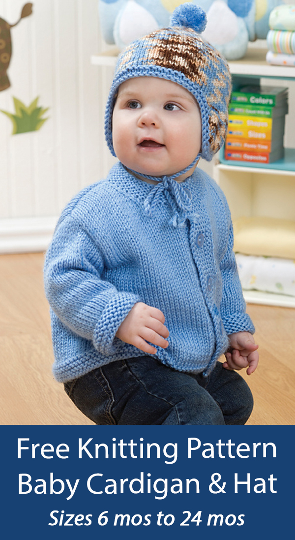 Free Baby Cardigan and Earflap Hat Knitting Pattern