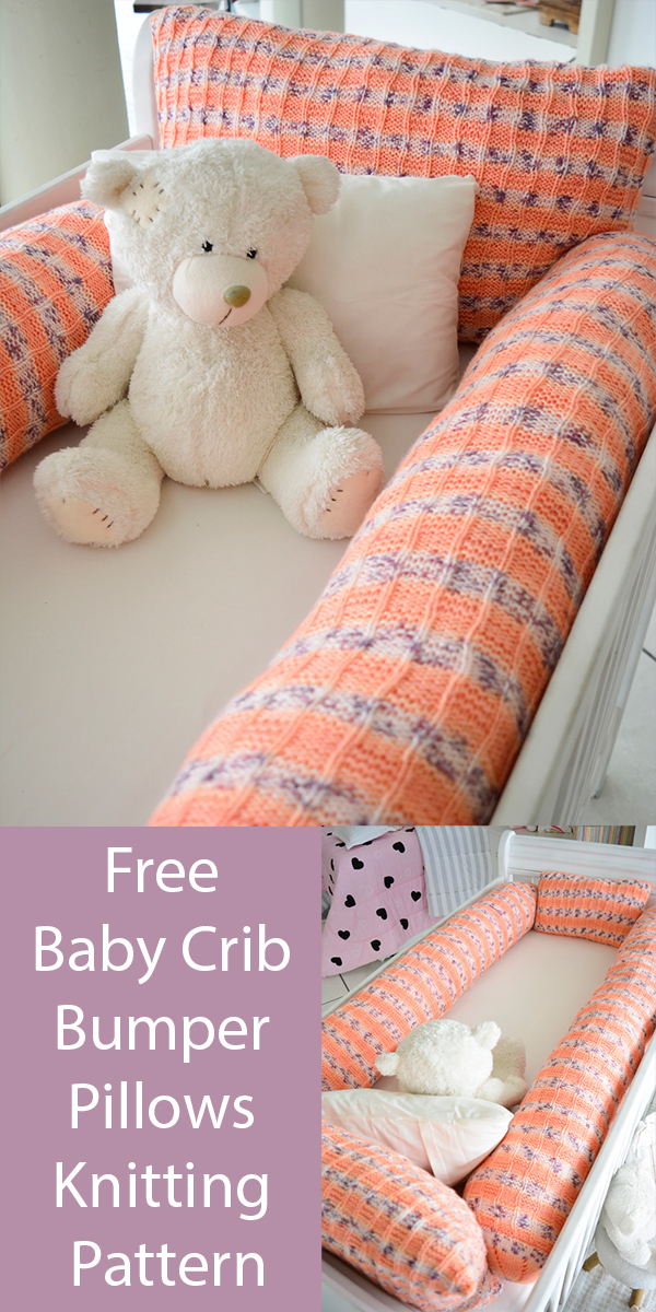 Free Baby Knitting Pattern Baby Crib Bumper Pillow Set