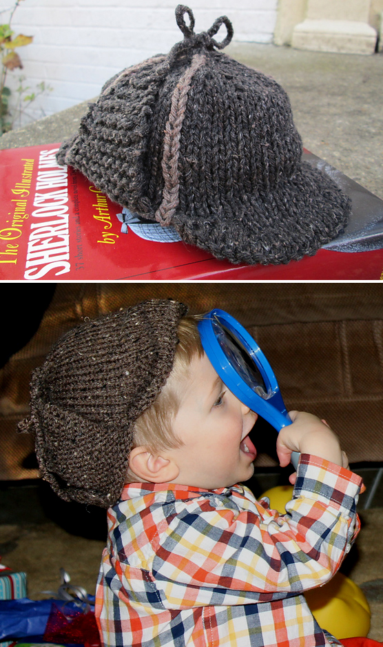 Free Knitting Pattern for Sherlock in Training: Baby's First Deerstalker