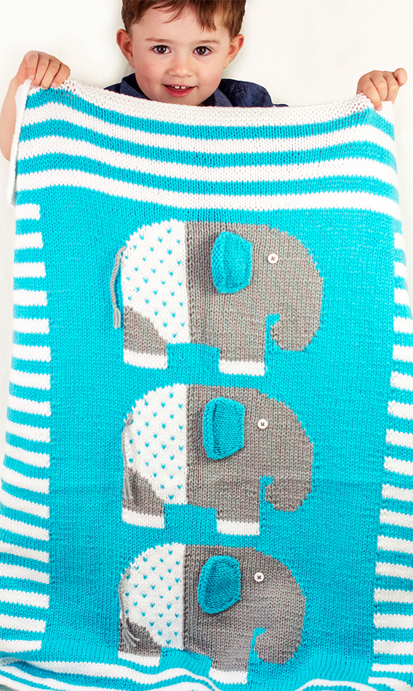 Free Knitting Pattern for Baby Elephants Blanket