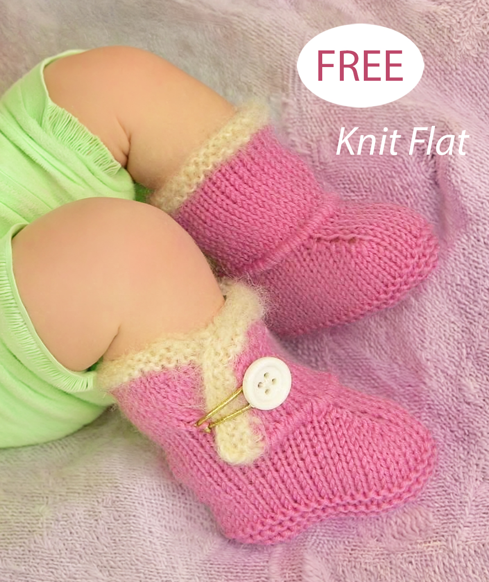 Free Baby Trimmed One Button Booties Knitting Pattern