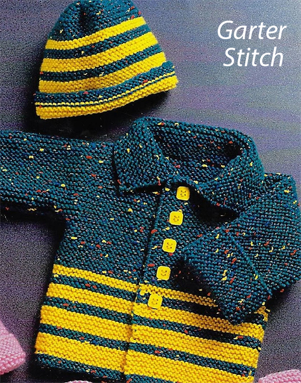 Baby Garter Stitch Jacket and Hat Knitting Pattern