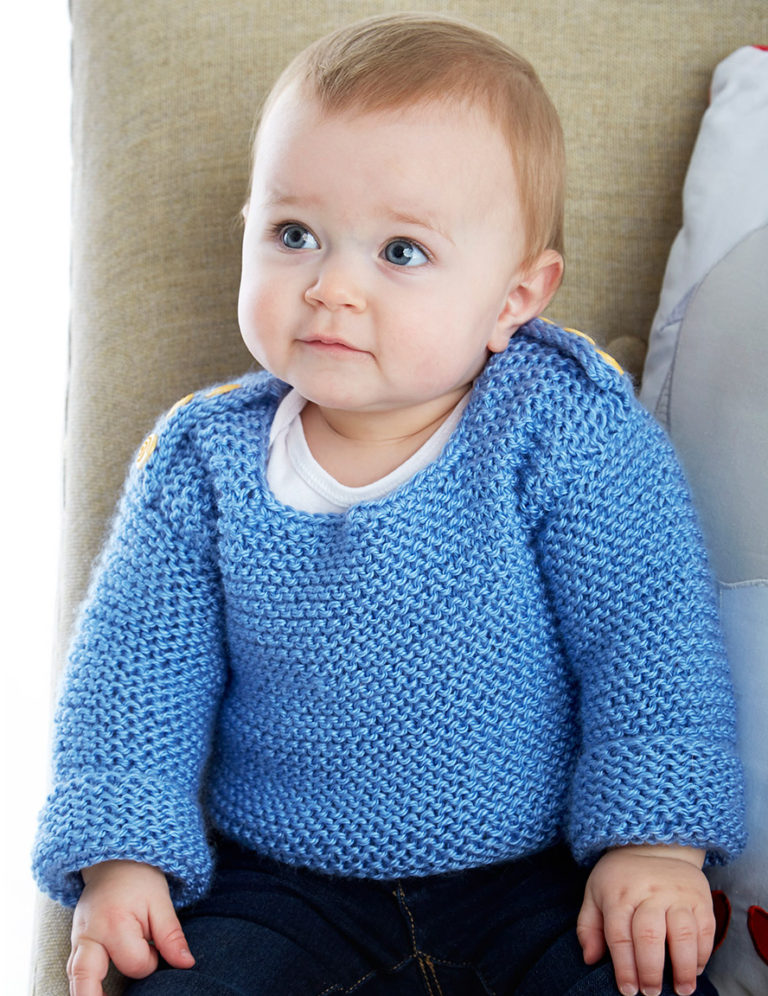 Free Knitting Pattern for Baby Garter Stitch Sweater